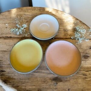 Set of 3 Ceramic Dessert Plates - Yellow, Pink, Cream-Harkerware Stone China